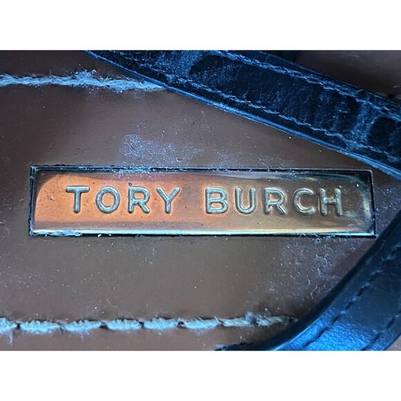 TORY BURCH Black Leather Gladiator Strap Sandals Shoes   Women's Size 7.5 - Picture 4 of 7